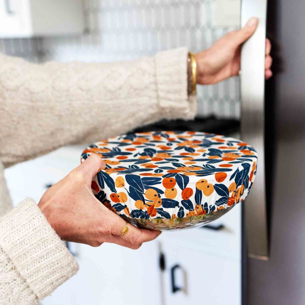 Kumquats blu Kitchen Food Storage Covers (Set of 3 ) Eco Dish Cover - rockflowerpaper