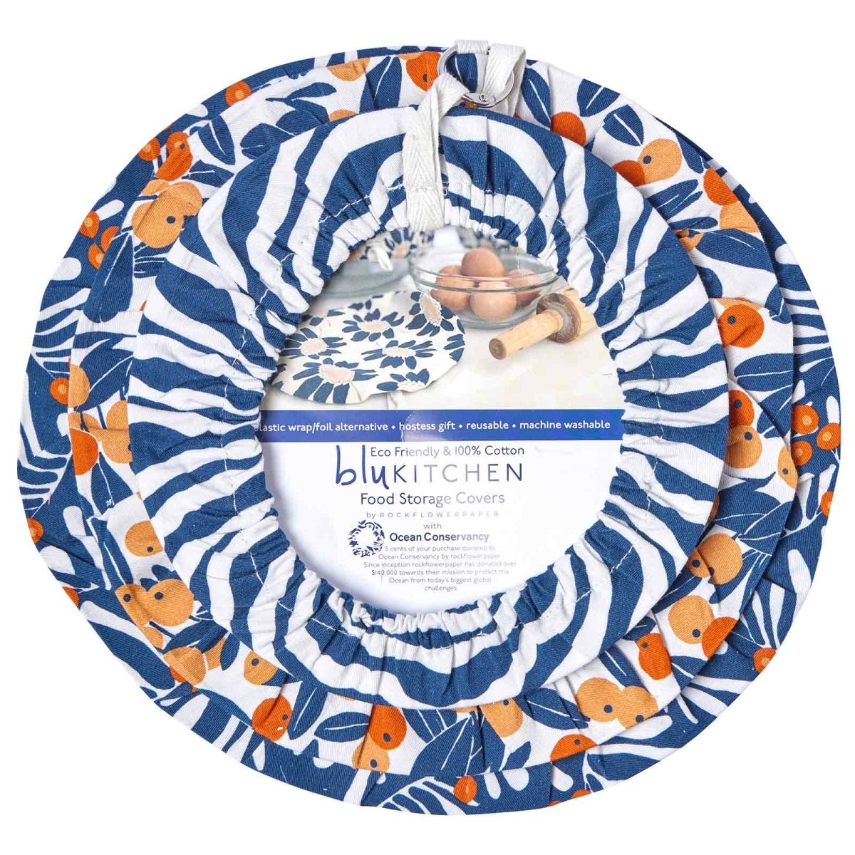 Kumquats blu Kitchen Food Storage Covers (Set of 3 ) Eco Dish Cover - rockflowerpaper