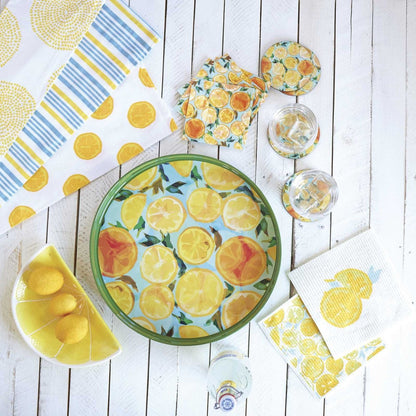 Lemon Slices 15 Inch Round Tray Tray - rockflowerpaper