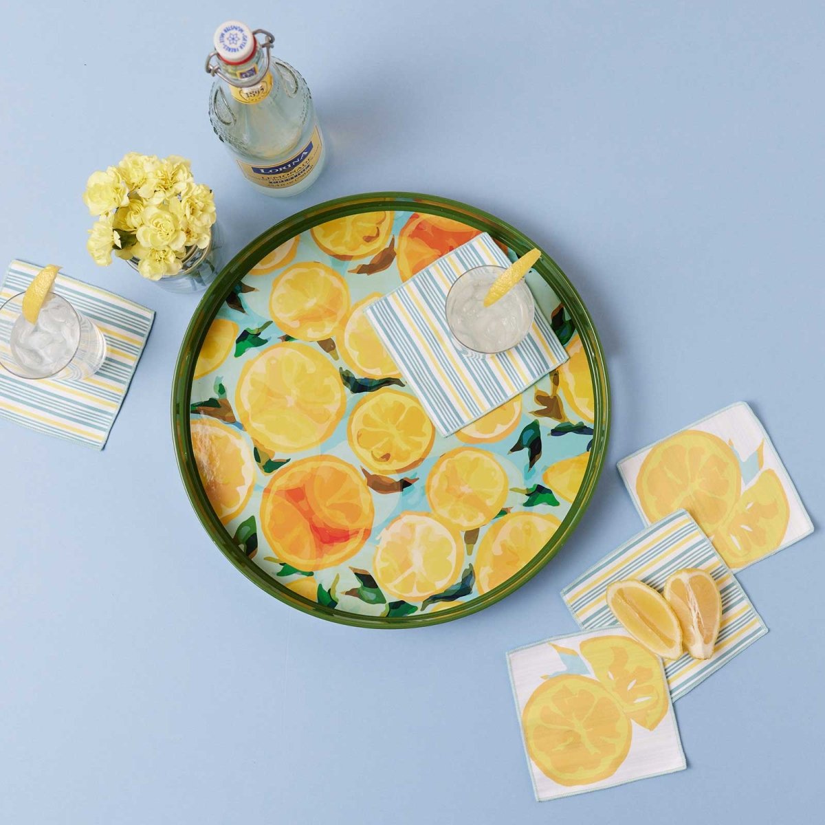 Lemon Slices 15 Inch Round Tray Tray - rockflowerpaper