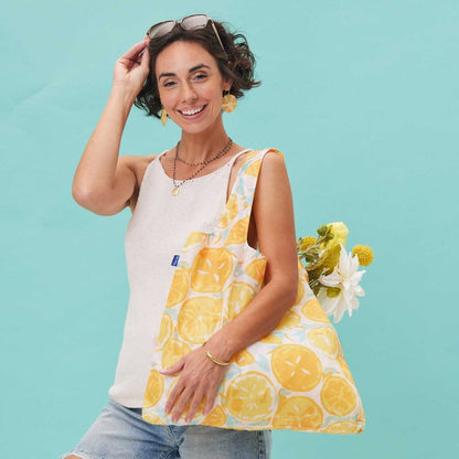 Lemon Slices Blu Bag Reusable Shopping Bag - Machine Washable Reusable Shopping Bag - rockflowerpaper