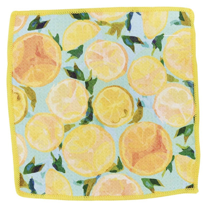 Lemon Slices blu Kitchen Dish Cloths (Set of 3) Reusable Dish Cloth - rockflowerpaper