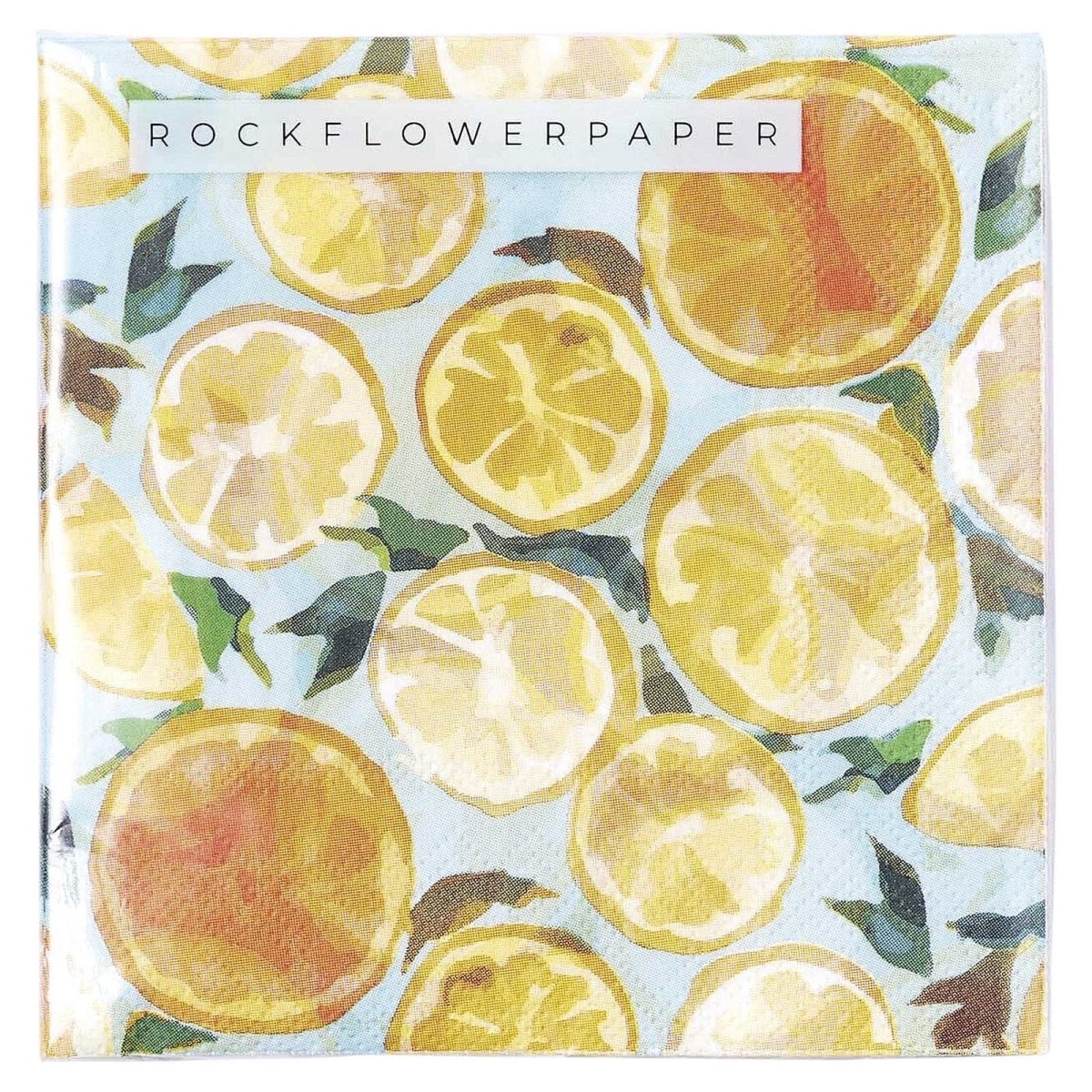 Lemon Slices Paper Cocktail Napkins (Pack of 20) Paper Cocktail Napkin - rockflowerpaper