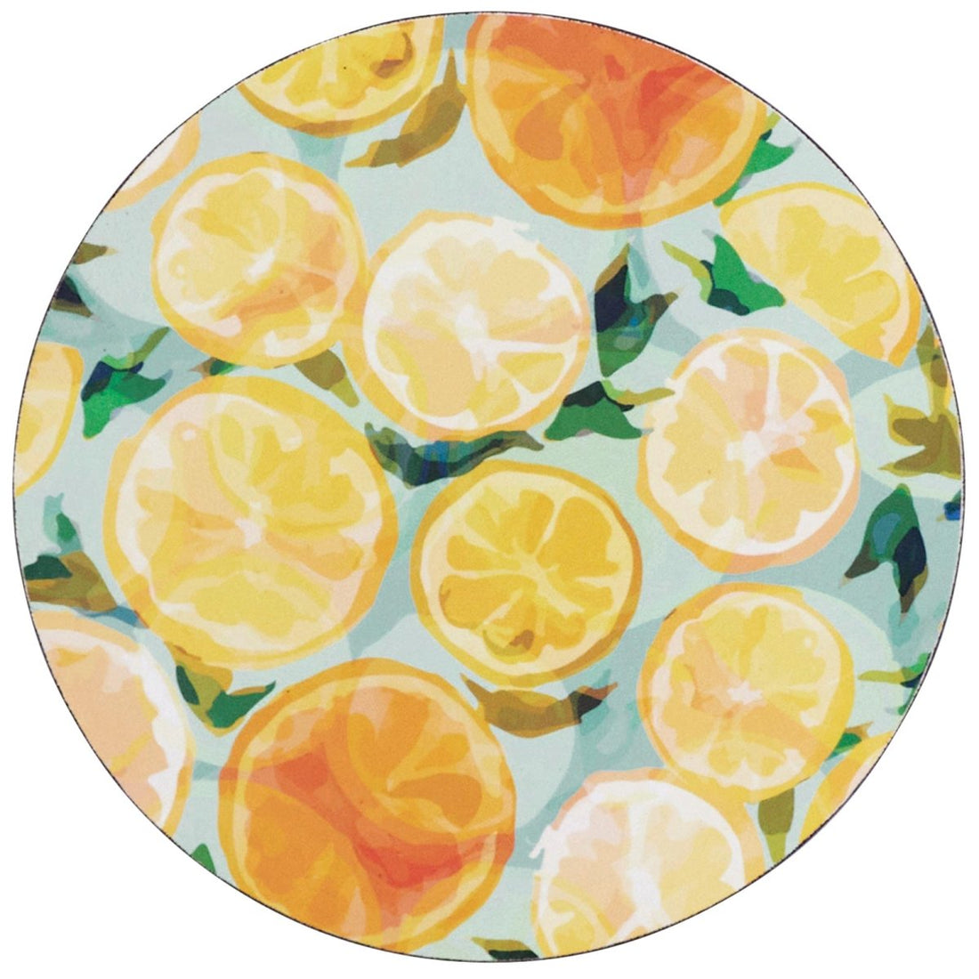 Lemon Slices Round Art Coasters - Set of 4 Coaster - rockflowerpaper