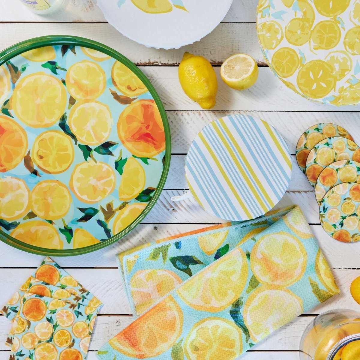 Lemon Slices Round Art Coasters - Set of 4 Coaster - rockflowerpaper