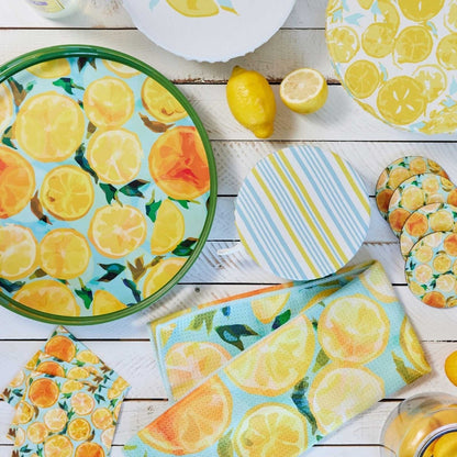 Lemon Slices Round Art Coasters - Set of 4 Coaster - rockflowerpaper