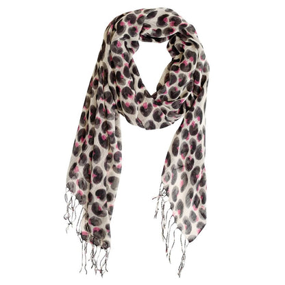 Leopard Pink Featherweight Tassel Lux Scarf Scarf - rockflowerpaper