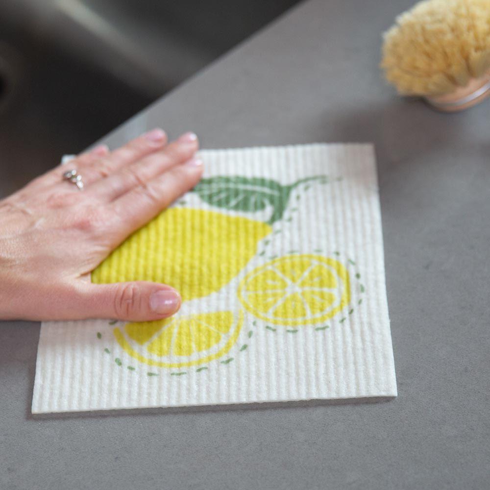 Limone Yellow Eco - Friendly blu Sponge Cloth - Set of 2 Eco Cloth - rockflowerpaper