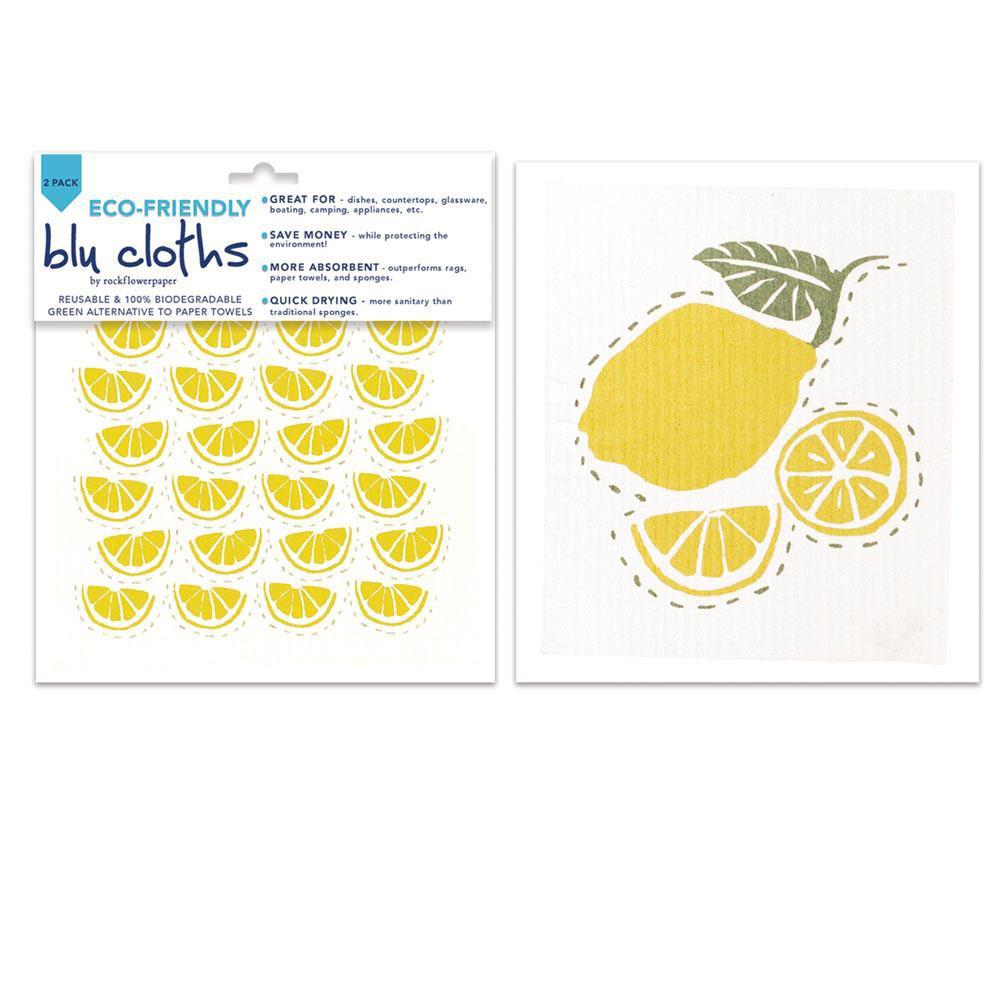 Limone Yellow Eco - Friendly blu Sponge Cloth - Set of 2 Eco Cloth - rockflowerpaper