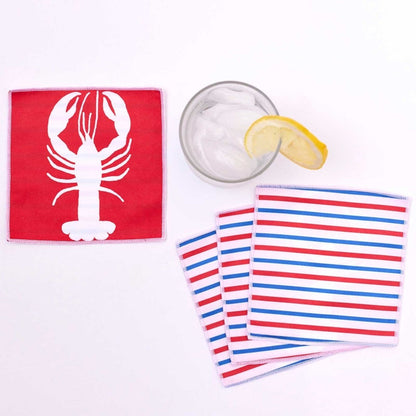 Lobster blu Kitchen Reusable Cocktail Napkins (Set of 8) Reusable Cocktail Napkin - rockflowerpaper