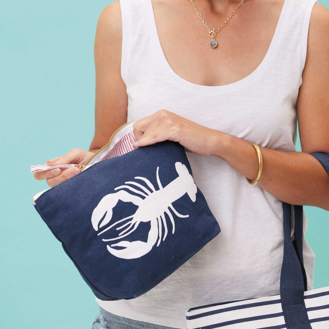 Lobster Navy Large Relaxed Pouch Pouch - rockflowerpaper