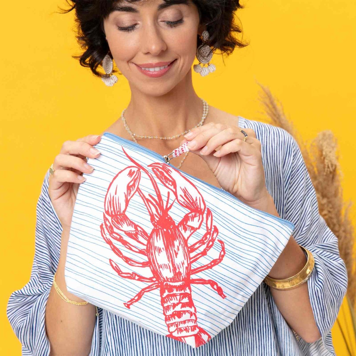 Lobster Red Large Relaxed Pouch Pouch - rockflowerpaper