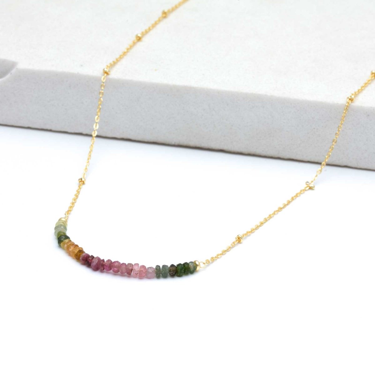 Multi - Labradorite Bar Necklace, 18” - Gold Plated Necklace - rockflowerpaper