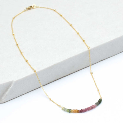 Multi - Labradorite Bar Necklace, 18” - Gold Plated Necklace - rockflowerpaper