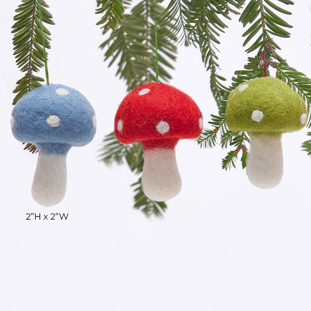 Mushrooms Felt Ornaments Pack 3 Ornament - rockflowerpaper
