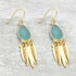 Navajo Fringe Aqua Chalcedony Dangle Earrings Gold Plated Earring - rockflowerpaper