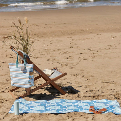 Ocean Blue Stripe Carryall Tote - rockflowerpaper