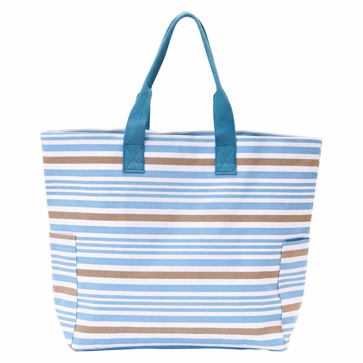 Ocean Blue Stripe Carryall Tote - rockflowerpaper