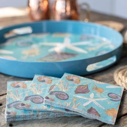 Ocean Sea Treasures Coastal Cocktail Napkins (Pack of 20) Paper Cocktail Napkin - rockflowerpaper