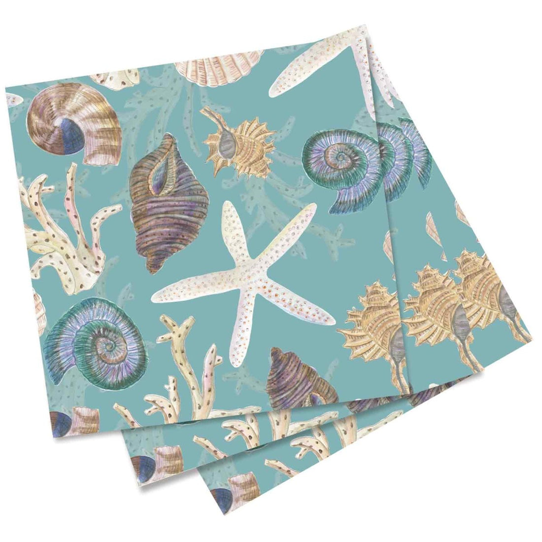 Ocean Sea Treasures Coastal Cocktail Napkins (Pack of 20) Paper Cocktail Napkin - rockflowerpaper