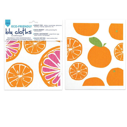 Oranges Eco - Friendly blu Sponge Cloth - Set of 2 Eco Cloth - rockflowerpaper