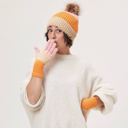 Paddington Orange cozy Knit Gloves Gloves - rockflowerpaper