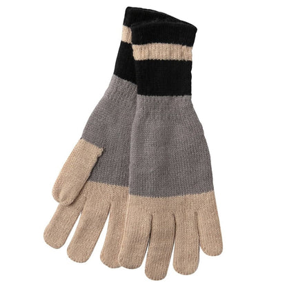 Paddington Stripe Black Tan Knit Gloves Gloves - rockflowerpaper