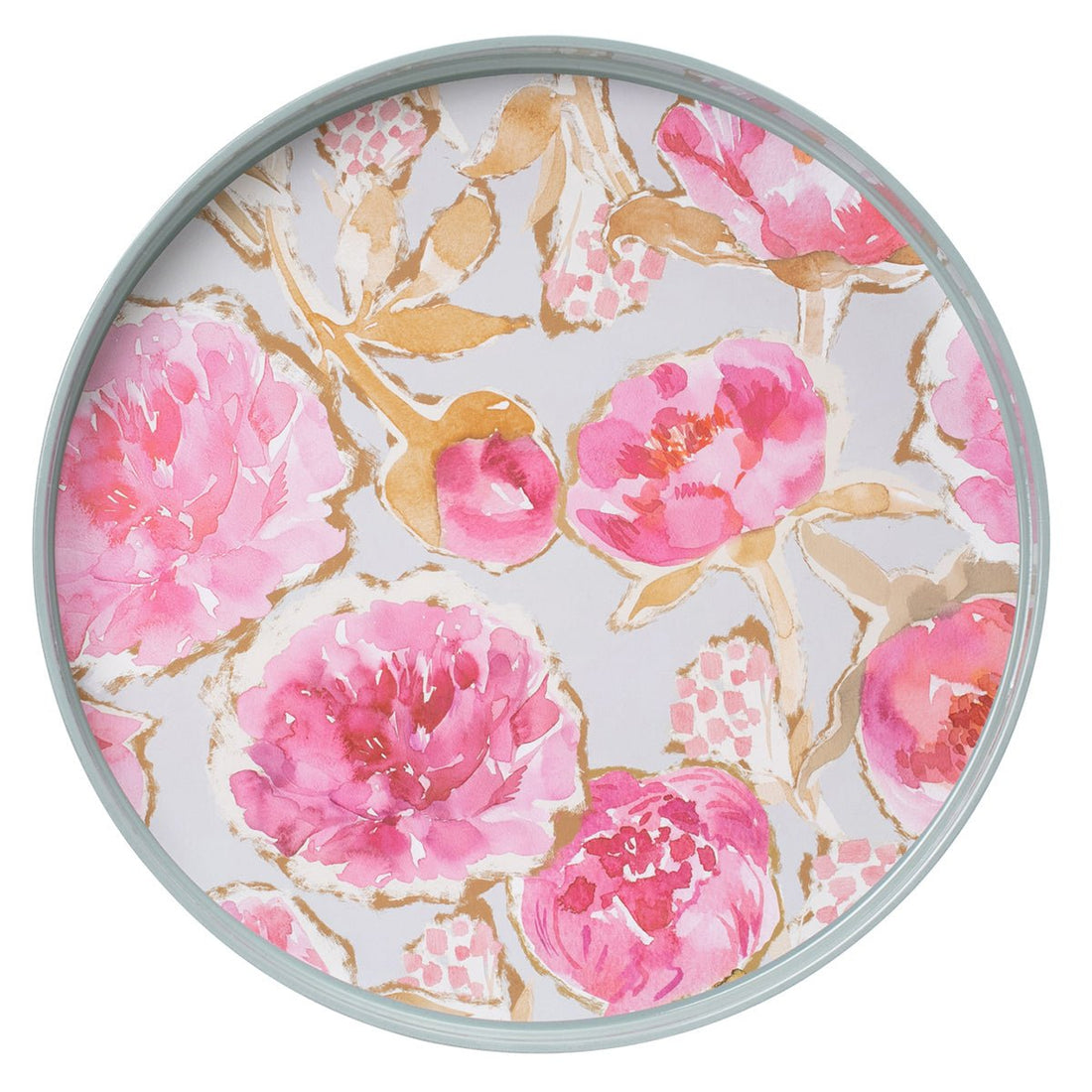 Peonies 15 Inch Round Tray Tray - rockflowerpaper