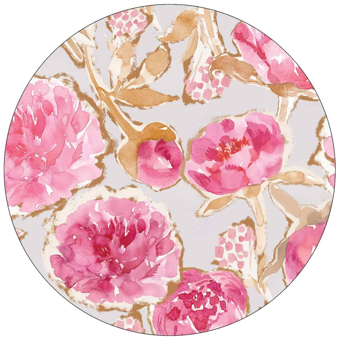 Peonies Round Art Coaster - Set of 4 Coaster - rockflowerpaper