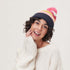 Piccadilly Stripe Navy Pink Knit Beanie Hat - rockflowerpaper