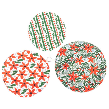 Poinsettia blu Kitchen Food Storage Covers (Set of 3 ) Eco Dish Cover - rockflowerpaper