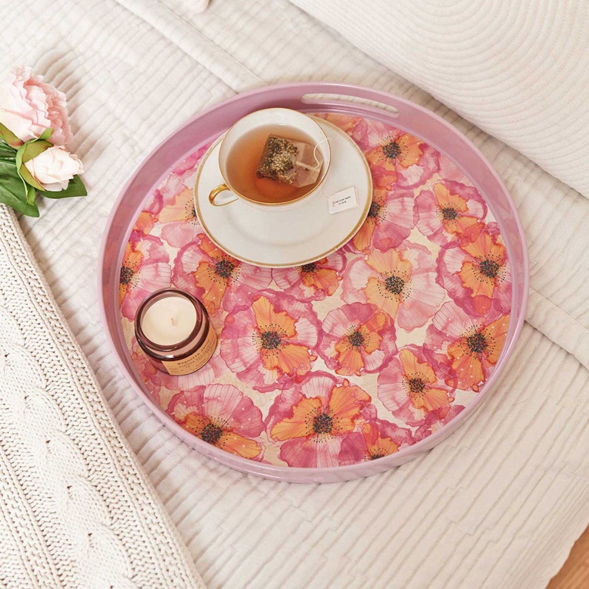 Pressed Petals 15 Inch Round Tray Tray - rockflowerpaper