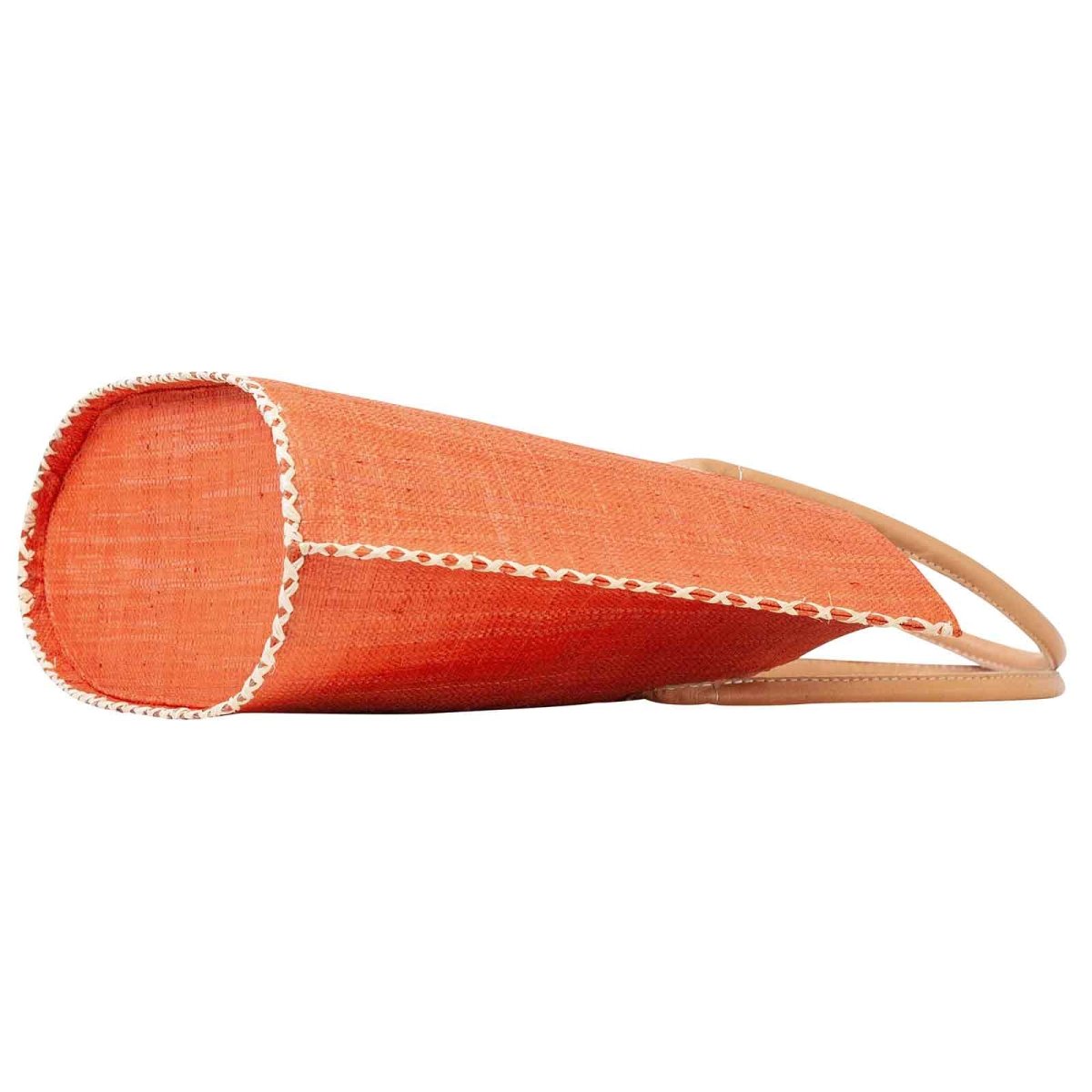 Raffia Coral Tote with Leather Handle Raffia Tote - rockflowerpaper