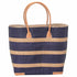 Raffia Navy Beach Stripe Tote with Leather Handle Raffia Tote - rockflowerpaper