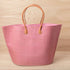 Raffia Pink Tote with Leather Handle Raffia Tote - rockflowerpaper