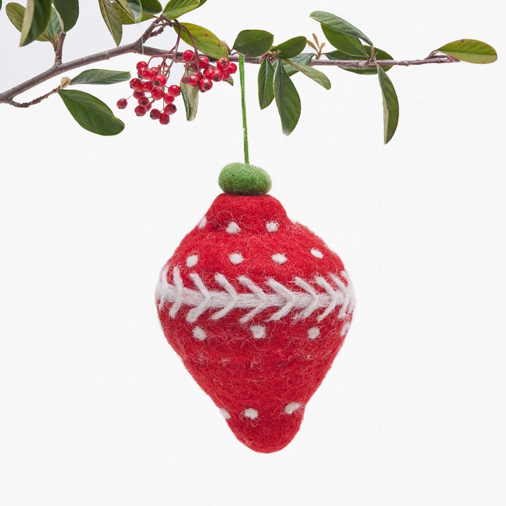 Red Bauble Felt Ornament Ornament - rockflowerpaper