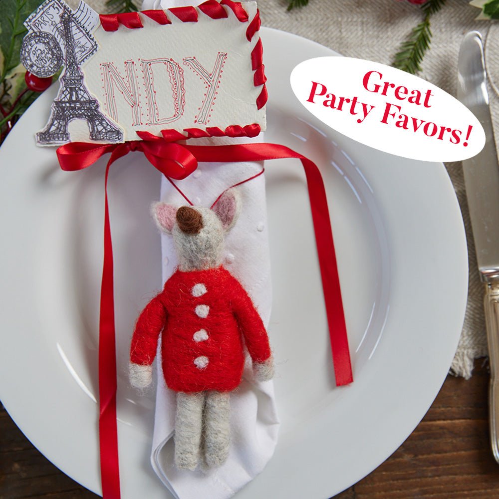 Red Sweater Mouse Felt Ornament Ornament - rockflowerpaper