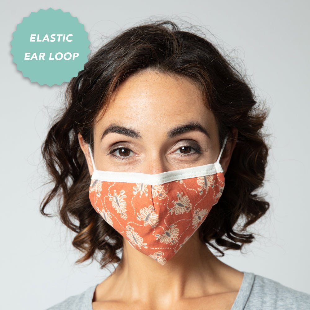 Reusable 100% Cotton Face Mask in Orange - Pack of 2 Mask - rockflowerpaper