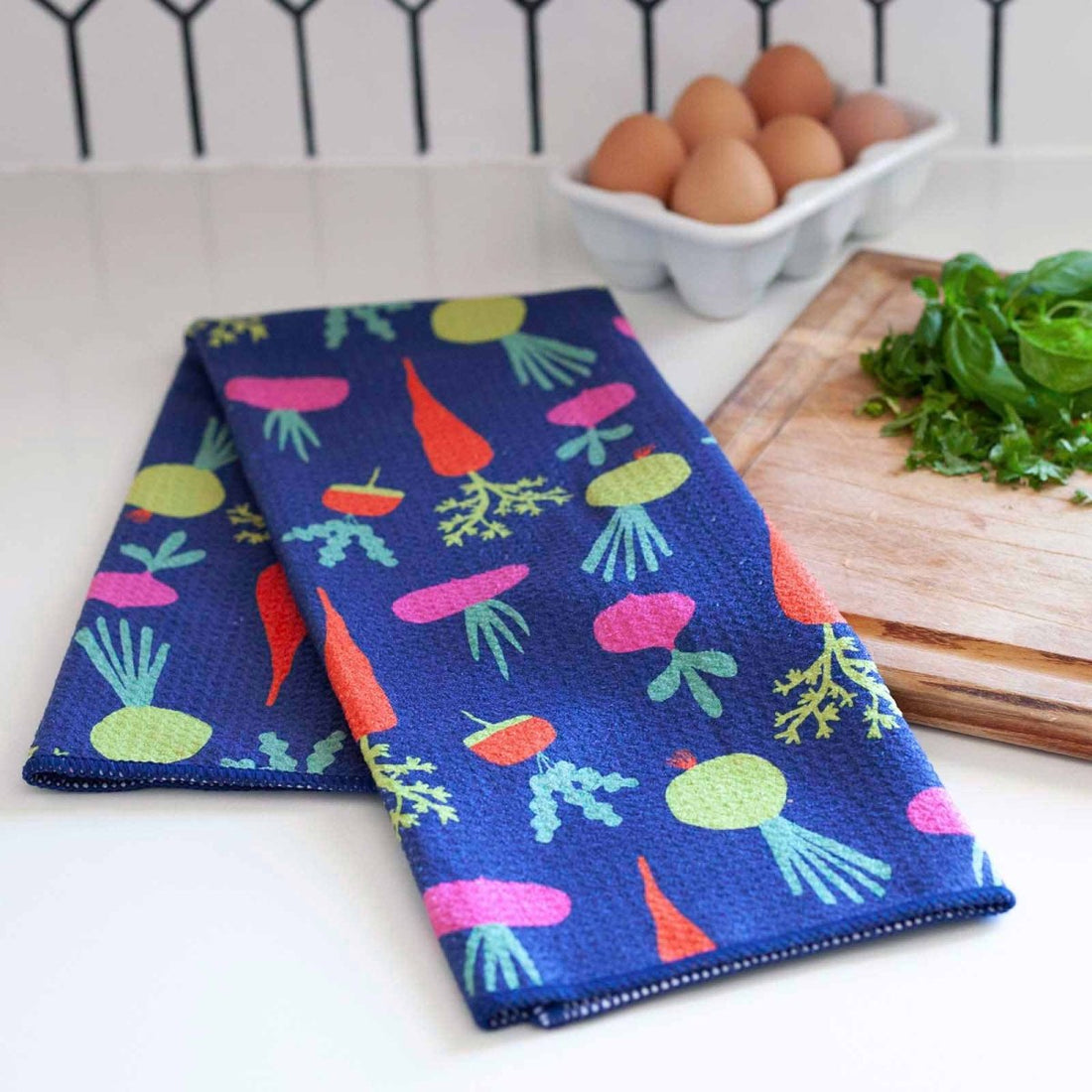 Root Veggies blu Kitchen Tea Towel Kitchen Towel - rockflowerpaper