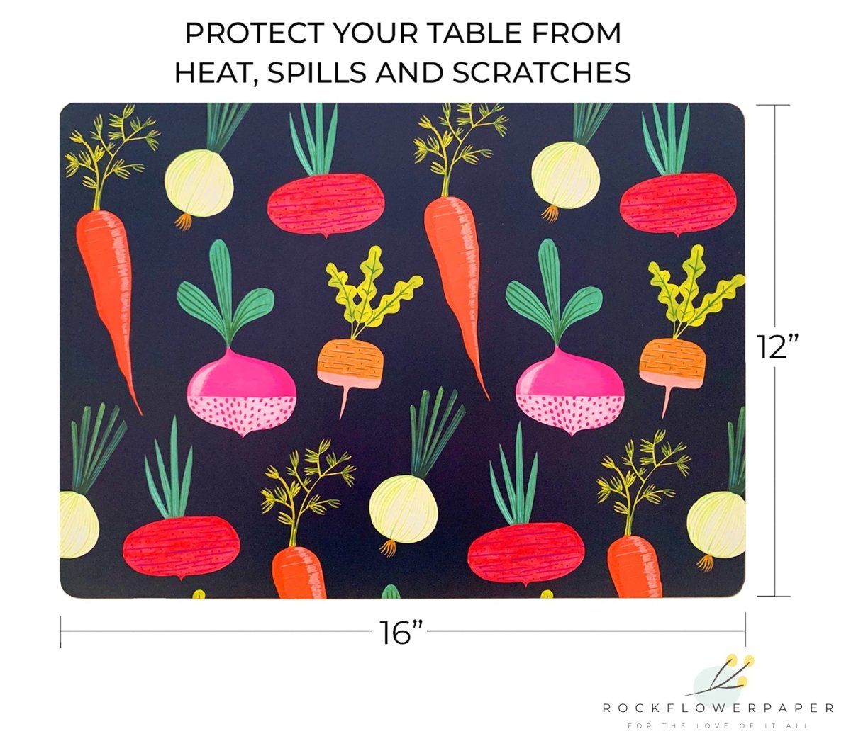 Root Veggies Blue Art Placemats - Set Of Four Placemat - rockflowerpaper