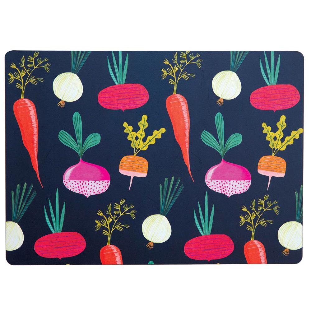 Root Veggies Blue Art Placemats - Set Of Four Placemat - rockflowerpaper