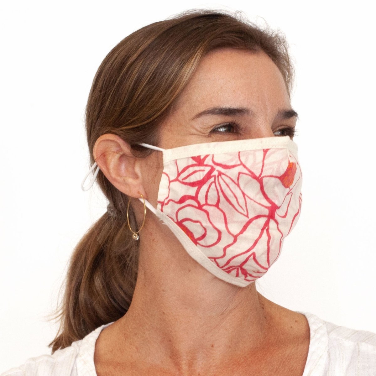 Rosalie Pink - Adjustable Cotton Face Mask Mask - rockflowerpaper