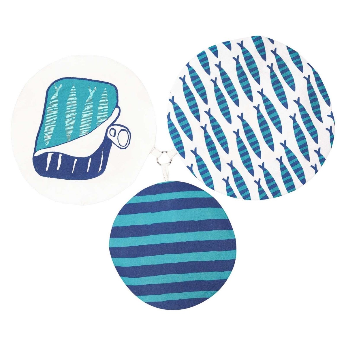 Sardines blu Kitchen Food Storage Covers (Set of 3 ) Eco Dish Cover - rockflowerpaper