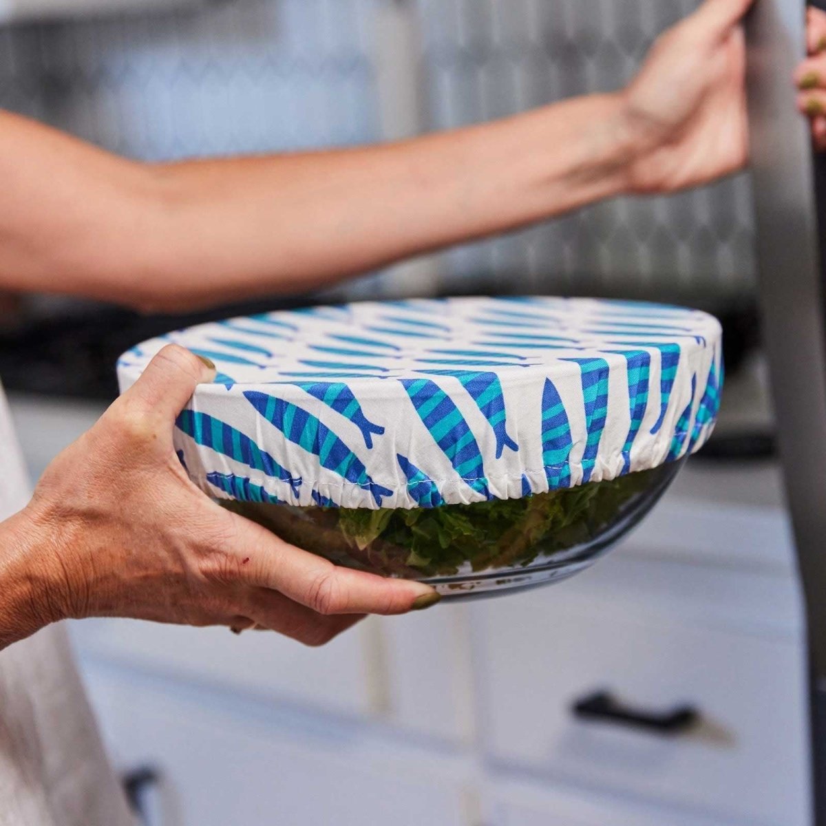 Sardines blu Kitchen Food Storage Covers (Set of 3 ) Eco Dish Cover - rockflowerpaper