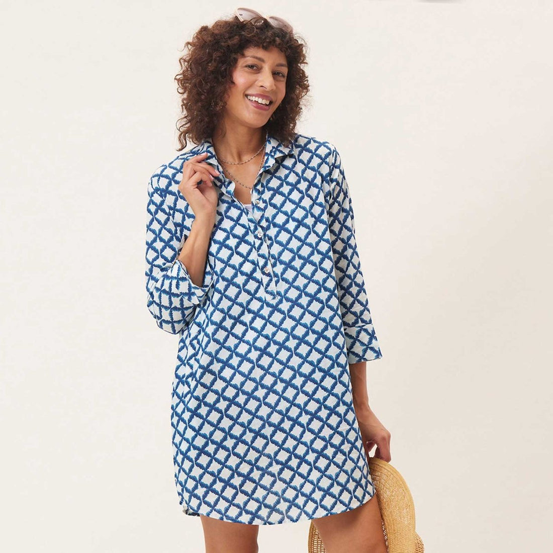 Scout Navy blu Cotton Beach Shirt Swim Cover Up - rockflowerpaper