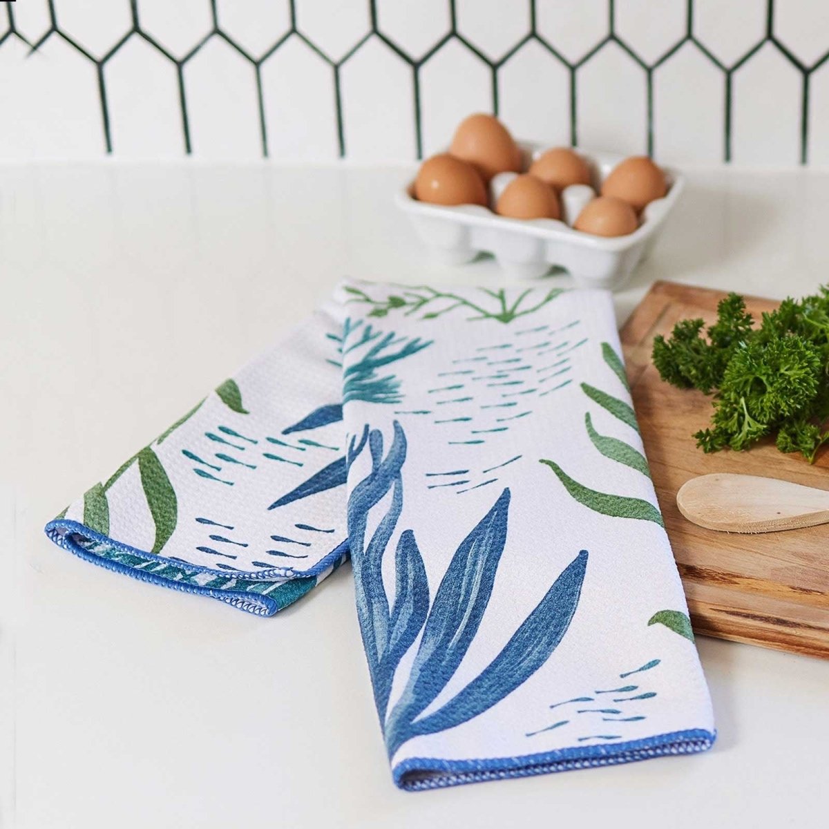 Sea Kelp Blu Kitchen Tea Towel Kitchen Towel - rockflowerpaper