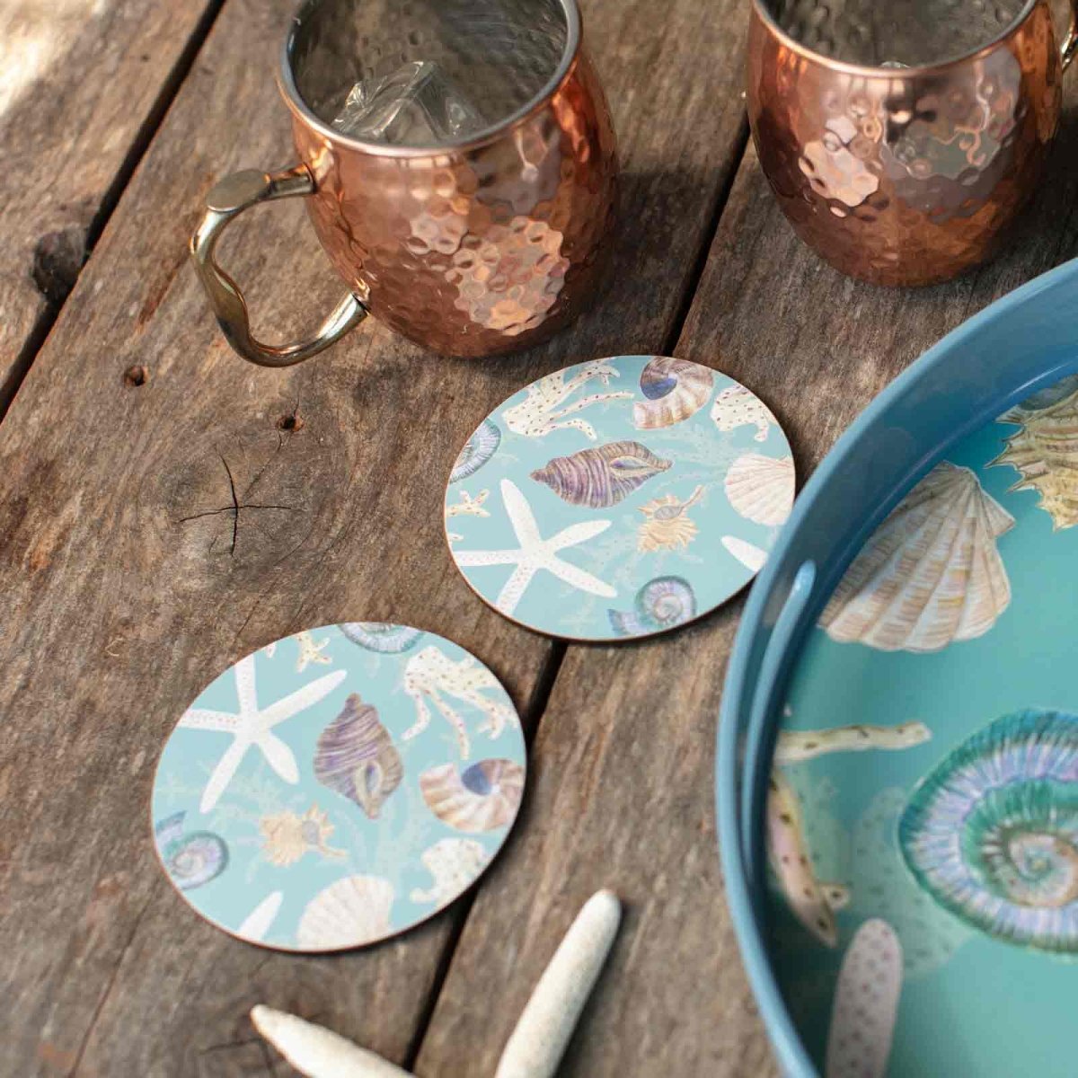 Sea Treasures Round Art Coaster - Set of 4 Coaster - rockflowerpaper