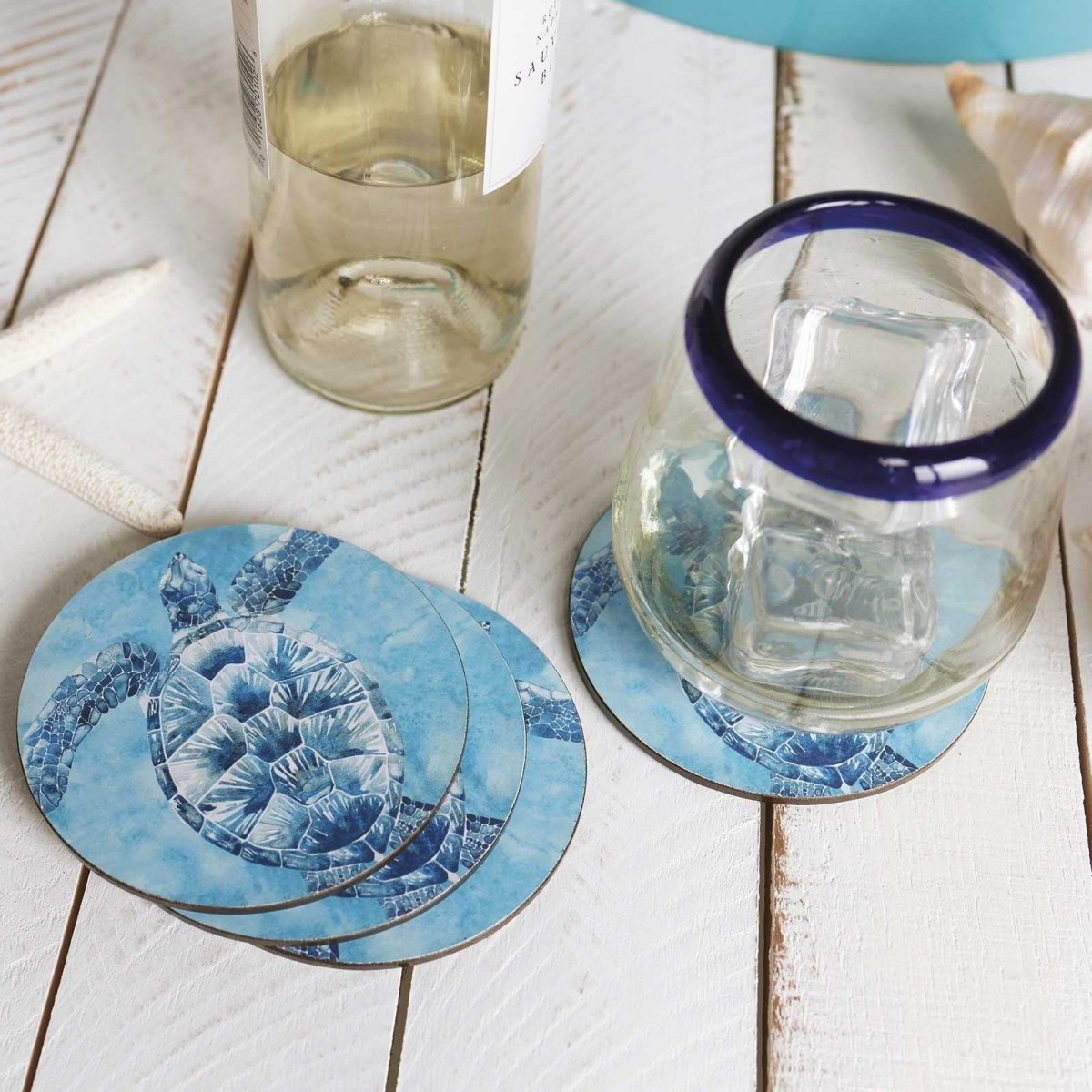 Sea Turtle Round Art Coasters - Set of 4 Coaster - rockflowerpaper