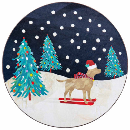 Ski Dog Round Art Coasters - Set of 4 Coaster - rockflowerpaper