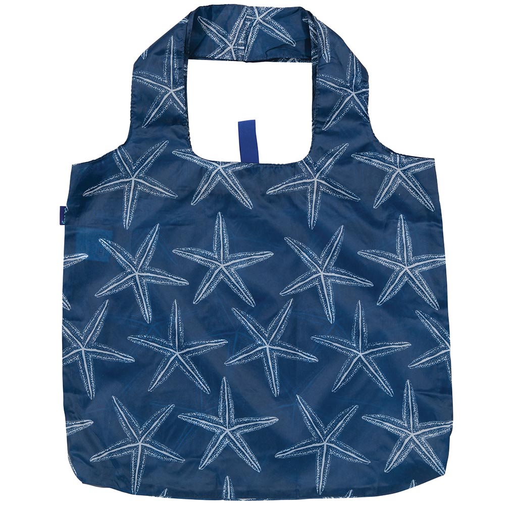 Starfish Navy Blu Bag Reusable Shopping Tote - Machine Washable Reusable Shopping Bag - rockflowerpaper